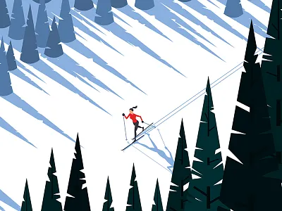 Skier forest nordic skiing snow vector winter