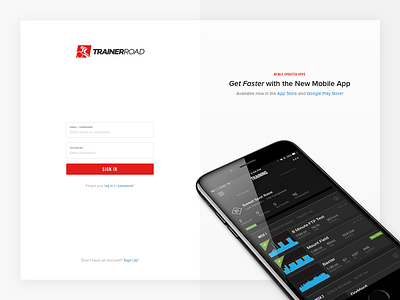 TrainerRoad Sign In Revamp bike branding cycling log in phone trainerroad ui web website