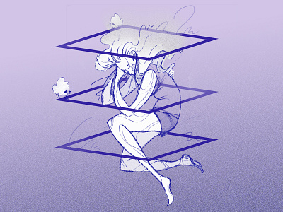 Sleep conc consciousness dream frame geometric girl illustration lady relax rest sleep