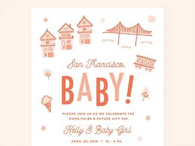 San Francisco, Baby! illustration invitation design invite