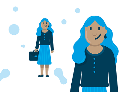 Water Characters: Working woman blue bubble characters editorial illustration people personagem round vector water