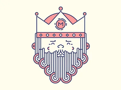 King Melchor beard crown design icon illustration king line melchor outline simple vector