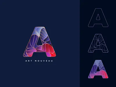 A. Art Nouveau Logo a art nouveau bright gold gradient letter logo
