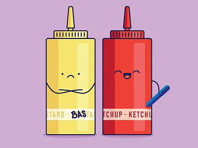 Condiments condiments graphic design illustration ketchup mustard purple red yellow