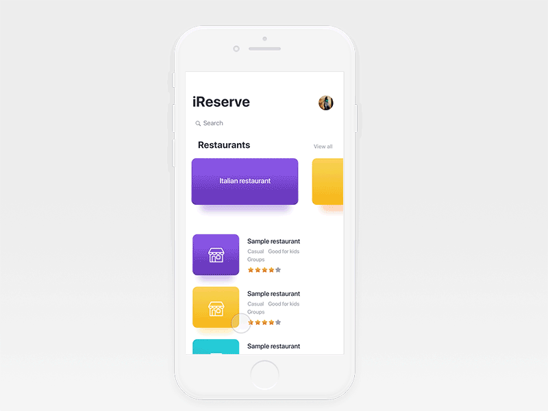 iReserve UI animation app design flat ios reserve restaurant ui user interface ux