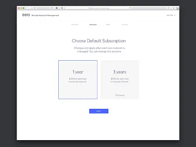 eero Subscription Workflow desktop ui minimal onboarding web app