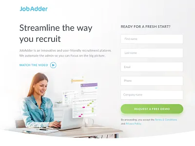 Jobadder Landing Page landing page website