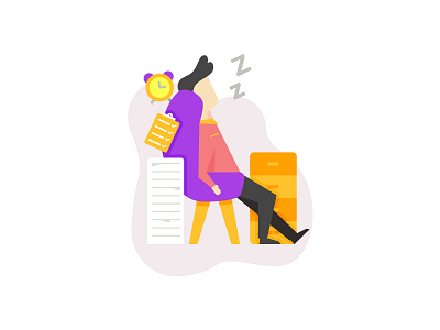 Sleep in work time character flat illustration sleep ui work