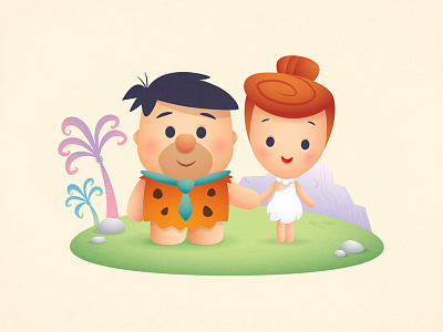 Modern Stone Age Romance character design cute cute couples fred illustration jerrod maruyama jmaruyama kawaii squaredco the flintstones wilma