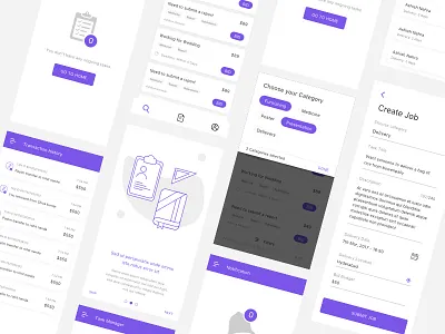Job Mobile App Concept UI app design graphic iphone mobile ui ux