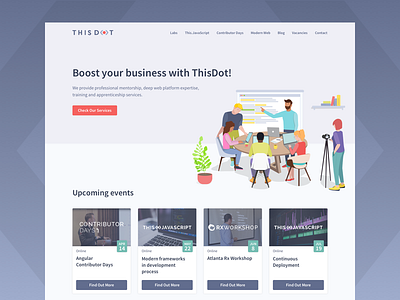 ThisDot - Home Page re-design angular branding dot ember flat illsutration map redesign rxjs thisdot ux webflow