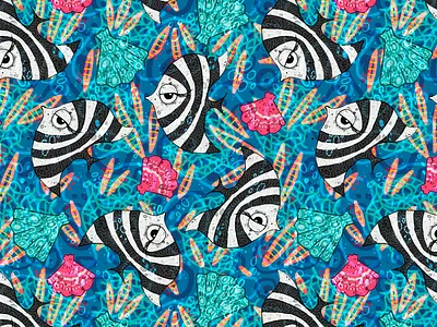 Poisson Fatale — Pattern art fish handmade illustration pattern pattern design surface design swimwear ultraquatic