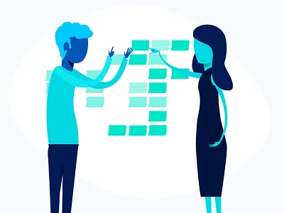 Characters illustrations careers characters postit scrum team