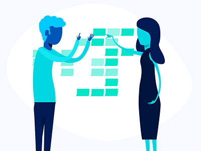 Characters illustrations careers characters postit scrum team