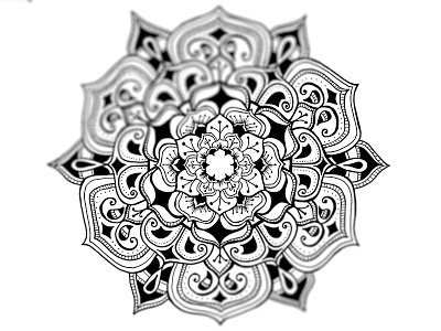 Mandala Illustration art black detail floral geometric ink mandala mono pattern white