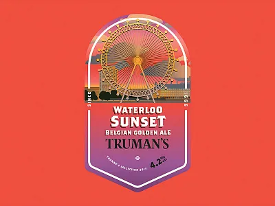 Waterloo Sunset ale beer brewery ferris wheel illustration london london eye pump clip sunset trumans waterloo
