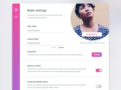 DailyUI #007 Settings adboe xd blur dailyui. 007 gradient profile settings ui ux web