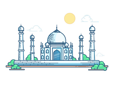 Taj..!! art creative design illustration india line painting taj tajmahal ui ux vector