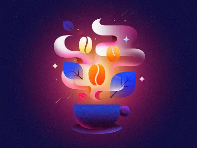 Decaf Coffee beans coffee decaf grain illustration smell smoke