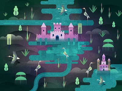 Map of Riverrun flat design game of thrones illustration map vector art