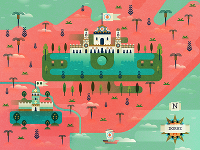 Map of Dorne dorne flat art game of thrones illustration imaginary places map sunspear vector art
