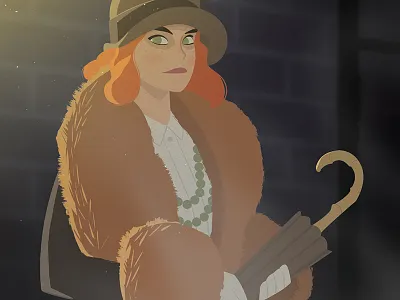 Peaky Blinders Inpiration #2 1930s dark elegant hat light retro street umbrella vintage woman