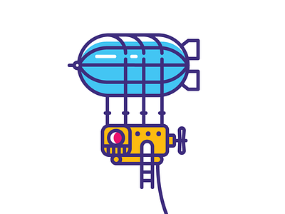 Fun Town Zeplin 2d blimp zeplin logo sky design flat icon illustration vector