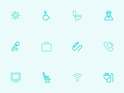 Bus Amenities ac amenities baggage bus driver icon icon set seats transportation tv washroom wifi