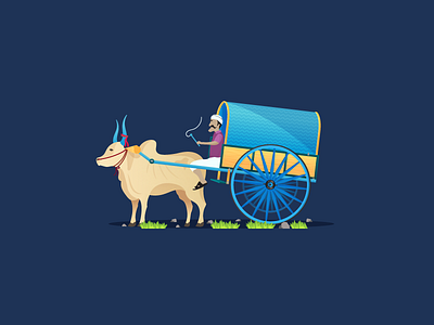 Bullock Cart bullockcart design follow illustration india rural shot vector village