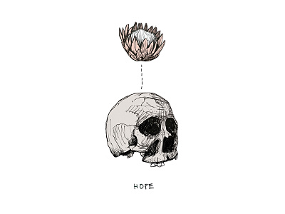 Hope Skull bones flower hope ink inspire pen protea sketch skull