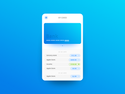 Bank App - My cards android app bank design gradient interface ios iphone team ui ux