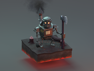 Tin Man Lumberjack 3d axe blender character fire illustration lumberjack wood