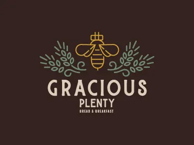 Gracious Plenty II bee breakfast logo moon vector