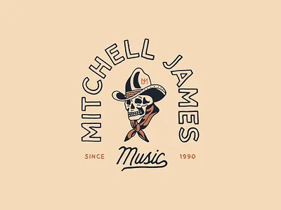 Mitchell James Music badge branding hand drawn lettering typography vintage