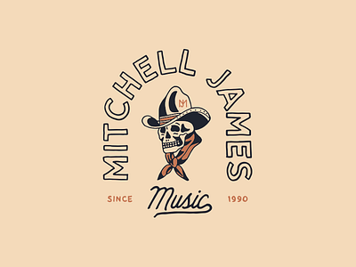 Mitchell James Music badge branding hand drawn lettering typography vintage