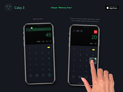 Calzy 3 - "Memory Area" apple beautiful clean dark flat ios iphone minimalist simple ui x