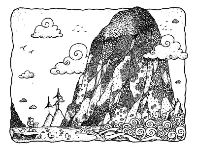 Walking the Beach beach illustration landscape ocean pacific northwest pen and ink travel