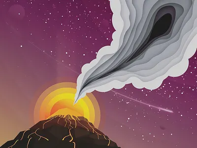 Eruption! art colorful creative design eruption good illustrator layers nature space stars volcano