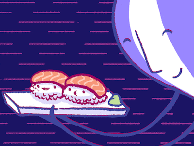 Sushi! cartoon fly.io hand drawn hero illustration sushi web