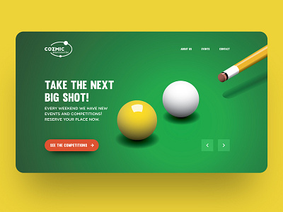 COZMIC landing page bar billards billiard cafe café dart pool shot snooker