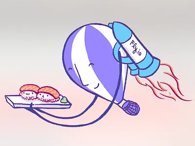 Fly + RawGit = FlyGit balloon cartoon character illustration line purple