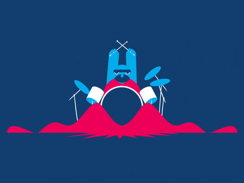 1,2,3 Hello Dribbble! aftereffects animation cartoon moblur drummer drums motion design renaud lavency rock rubberhose vector