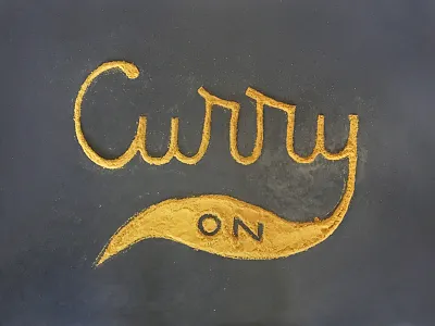 curry on curry curry yellow dimensional lettering food type handmade paperreka spice typography