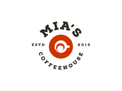 MIA'S Coffehouse cafe coffee cup emblem swirl