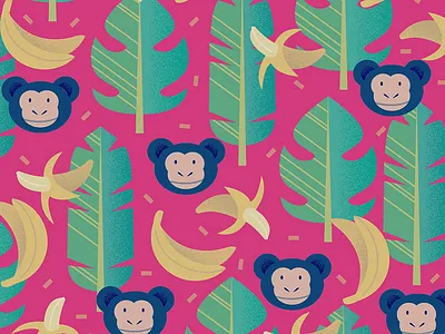 Monkey Business adobe drawing flat design graphic design illustration illustrator monkey pattern tropical vector