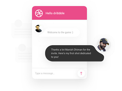 First Shot :) chat desikalakaar dribbble first shot hello dribbble invite message mobile app design mobile ui pankaj thank you welcome