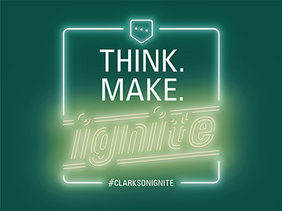 Clarkson Ignite branding ignite illustrator in house logo neon type typography vector