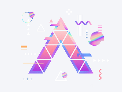 Iridescent shape experiments 1 abstract bright geometric gradients grain holographic iridescent music shapes triangle