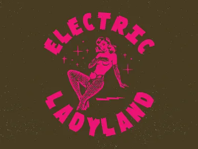 Electric Lady Land badge graphic icon illustration pinup western