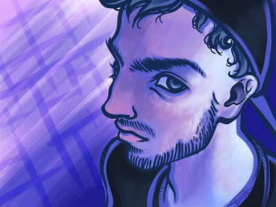 Steve blue drawing illustration photoshop portrait purple sketch